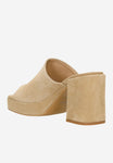 Wojas Beige Leather Heeled Slide Sandals | 7403664
