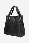 Wojas Black Leather Tote Bag with Woven Pattern | 80262-61