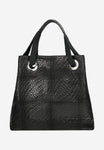 Wojas Black Leather Tote Bag with Woven Pattern | 80262-61