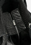 Wojas Black Leather Tote Bag with Woven Pattern | 80262-61
