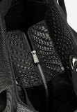 Wojas Black Leather Tote Bag with Woven Pattern | 80262-61