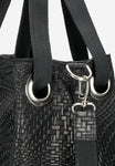 Wojas Black Leather Tote Bag with Woven Pattern | 80262-61