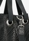 Wojas Black Leather Tote Bag with Woven Pattern | 80262-61