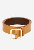 Wojas Women's Light Brown Leather Belt with Square Golden Buckle | 93073-53