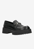 Wojas Black Leather Loafers with Silver Detail | 46198-51