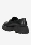 Wojas Black Leather Loafers with Silver Detail | 46198-51