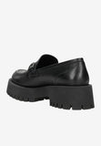Wojas Black Leather Loafers with Silver Detail | 46198-51