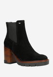 Wojas Black Leather Chelsea Boots with Brown Heels | 5515761