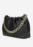 Wojas Black Leather Crossbody Bag with Golden Chain | 80303-51