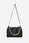Wojas Black Leather Crossbody Bag with Golden Chain | 80303-51