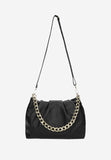 Wojas Black Leather Crossbody Bag with Golden Chain | 80303-51