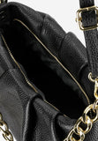 Wojas Black Leather Crossbody Bag with Golden Chain | 80303-51