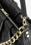 Wojas Black Leather Crossbody Bag with Golden Chain | 80303-51