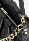 Wojas Black Leather Crossbody Bag with Golden Chain | 80303-51