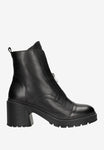 Wojas Black Leather Heeled Ankle Boots | 5514151