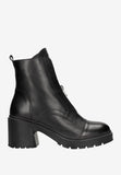 Wojas Black Leather Heeled Ankle Boots | 5514151