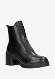 Wojas Black Leather Heeled Ankle Boots | 5514151