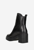 Wojas Black Leather Heeled Ankle Boots | 5514151
