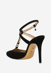 Wojas Black Leather High Heels with Single Strap | 35104-61