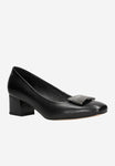 Wojas Black Leather Heels with Silver Details | 35097-51