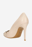 Wojas Beige Leather High Heels with Golden Details | 35102-54
