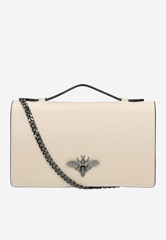 Wojas Beige Leather Crossbody Bag with Silver Detail | 80320-54