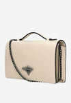 Wojas Beige Leather Crossbody Bag with Silver Detail | 80320-54