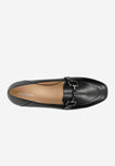 Wojas Black Leather Flats with Black Detail | 46224-51
