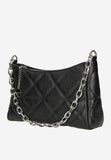 Wojas Black Leather Quilted Crossbody Bag with Chain | 8030451
