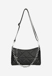 Wojas Black Leather Quilted Crossbody Bag with Chain | 8030451