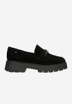 Wojas Black Leather Loafers on a Raised Sole with Decorative Chain | 46112-61