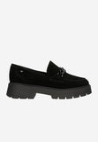 Wojas Black Leather Loafers on a Raised Sole with Decorative Chain | 46112-61