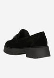 Wojas Black Leather Loafers on a Raised Sole with Decorative Chain | 46112-61