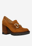 Wojas Light Brown High Heeled Leather Loafers | 46217-63