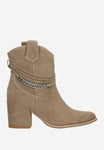 Wojas Dark Beige Leather Chelsea Boots with Chain | 55200-64