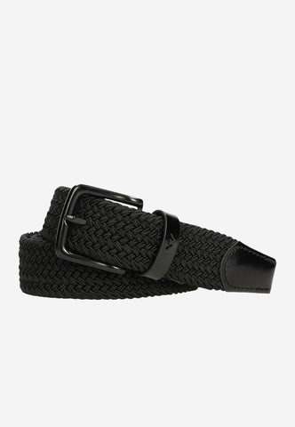 Wojas Black Braided Belt with Leather Elements | 93009-71