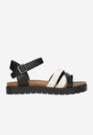 Wojas Black and Golden Leather Sandals | 76155-71