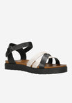 Wojas Black and Golden Leather Sandals | 76155-71