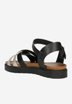 Wojas Black and Golden Leather Sandals | 76155-71