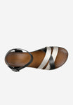 Wojas Black and Golden Leather Sandals | 76155-71
