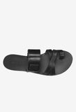 Wojas Black Leather Slide Sandals with Silver Detail | 971651