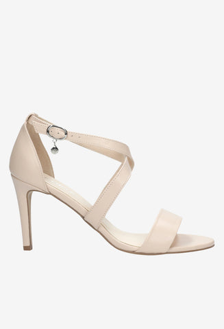 Wojas Light Pink Leather Open Toe High Heels with Single Strap | 974454