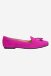 Wojas Fuchsia Leather Flats with Fringes | 4500165