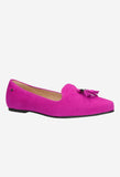 Wojas Fuchsia Leather Flats with Fringes | 4500165