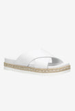 Wojas White Leather Slide Sandals with Jute Twine | 7403559