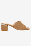 Wojas Dark Beige Leather Heeled Slide Sandals | 74037-64
