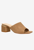 Wojas Dark Beige Leather Heeled Slide Sandals | 74037-64