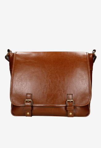 Wojas Brown Leather Messenger Bag | 8014552