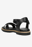 Wojas Black Leather Sandals with Single Strap | 76036-51