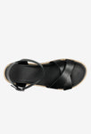 Wojas Black Leather Sandals with Single Strap | 76036-51